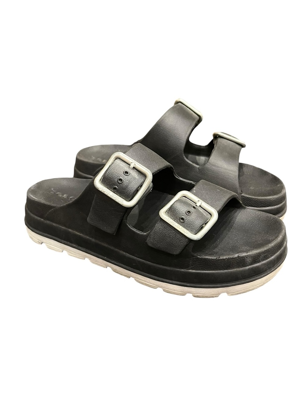 J Slides | Black White Platform Sandal 8